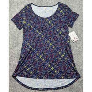 LulaRoe Classic T-Shirt Womens S Multicolor Geometric Round Neck Short Sleeve